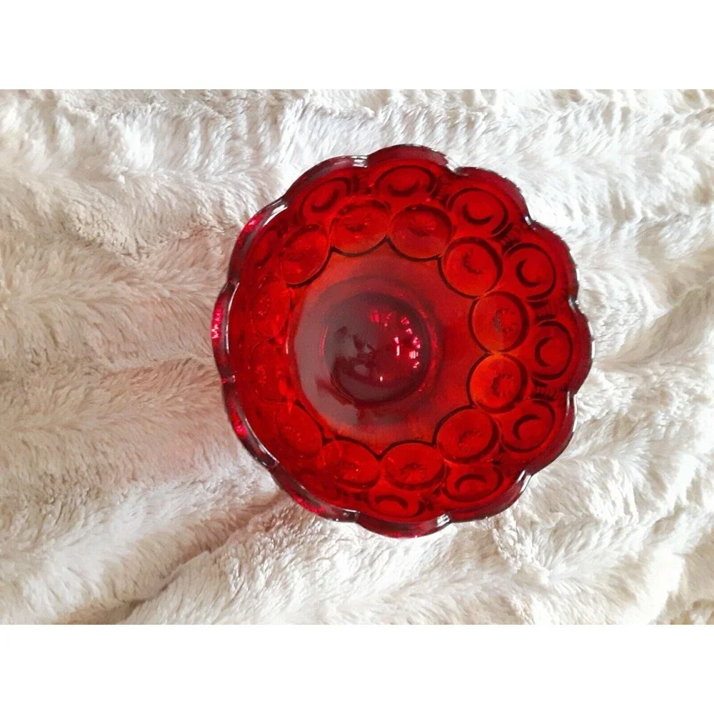 VTG LE Smith Moon And Stars Amberina Two Glass Goblets And 6 Candy Dish